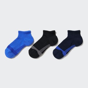 Calcetines Uniqlo Arch Support Corta (Three Pairs) Niños Azules Negras | 6583RKEYA