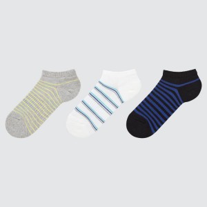 Calcetines Uniqlo Corta (Three Pairs) Niños Gris Blancas Azules | 6194QOLEW