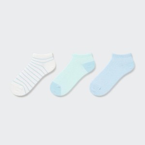 Calcetines Uniqlo Dotted Corta (Three Pairs) Niños Azules Blancas | 8342OCWXQ