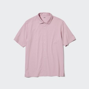 Camisa Polo Uniqlo Airism (Open Collar) Hombre Rosas | 5489IGTMY