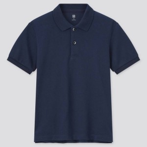 Camisa Polo Uniqlo Dry Piqué (2021 Season) Niños Azul Marino | 1690RZYAB