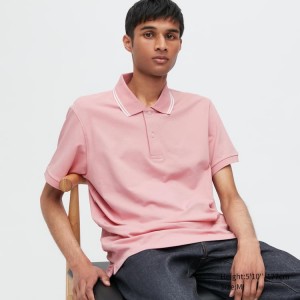 Camisa Polo Uniqlo Dry Piqué Hombre Rosas | 5489SCUHD