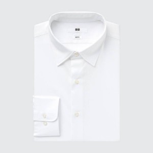 Camisas Uniqlo Easy Care Broadcloth Stretch Slim Fit (Regular Collar) Hombre Blancas | 7013PHDNM