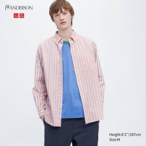 Camisas Uniqlo Jw Anderson Oversized Hombre Rosas | 3490FGAQO