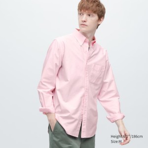 Camisas Uniqlo Regular Fit Oxford (Button-down Collar) Hombre Rosas | 5641VLSRG