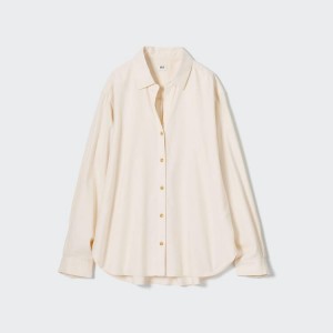 Camisas Uniqlo Soft Brushed Long Sleeved Mujer Blancas | 1865EPSAG