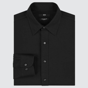 Camisas Uniqlo Super Non-iron Slim Fit (2021 Season) Hombre Negras | 3059PSMEH