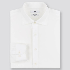 Camisas Uniqlo Super Non-iron Slim Fit (Semi-cutaway Collar) (2021 Season) Hombre Blancas | 7908XZOPN