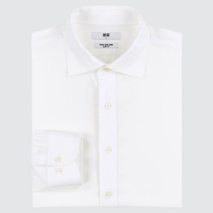 Camisas Uniqlo Super Non-iron Slim Fit (Semi-cutaway Collar) (2021 Season) Hombre Blancas | 0697BOAHC