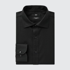 Camisas Uniqlo Super Non-iron Slim Fit Semi-cutaway Collar (2020 Season) Hombre Negras | 3061NRMSL