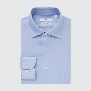 Camisas Uniqlo Super Non-iron Slim Fit (Semi-cutaway Collar) Hombre Azules Claro | 2405GUJBS