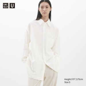 Camisas Uniqlo U Oversized Mujer Blancas | 0718ZDVRQ