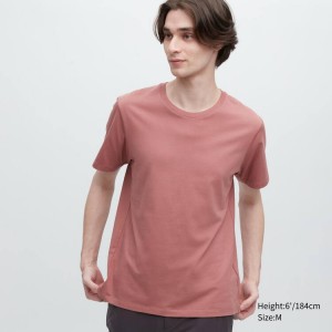 Camiseta Uniqlo 100% Supima Algodon Crew Neck Corta Sleeved Hombre Rojas | 5789JVTCO