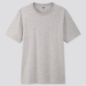 Camiseta Uniqlo 100% Supima Algodon Crew Neck (2021 Season) Hombre Gris | 1063NKJXF