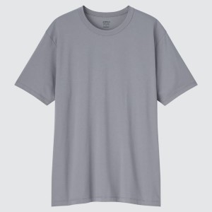 Camiseta Uniqlo Airism Algodon Crew Neck Hombre Gris | 3098XLQNB