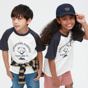 Camiseta Uniqlo Airism Algodon Estampadas Corta Sleeved Niños Blancas | 5729MIVSA