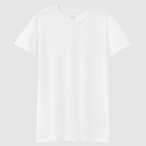 Camiseta Uniqlo Airism Crew Neck Hombre Blancas | 3528FLDCU