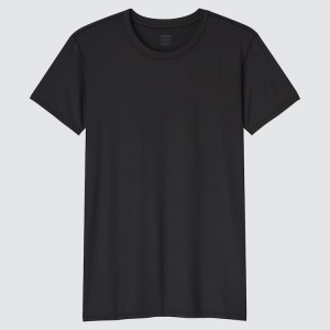 Camiseta Uniqlo Airism Crew Neck Hombre Negras | 7138KBPJH