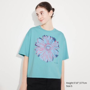 Camiseta Uniqlo Andy Warhol Flowers Colección Ut Estampadas Mujer Verde | 9867MYCTF