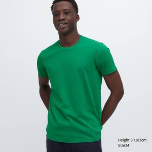 Camiseta Uniqlo Dry Colour Crew Neck Corta Sleeved Hombre Verde | 3175HXGPT