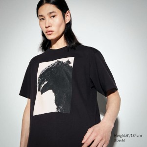 Camiseta Uniqlo Hideaki Anno Ut Estampadas (Godzilla) Hombre Negras | 5726DLPKG