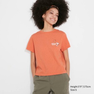 Camiseta Uniqlo Love Sunshine & Peanuts Ut Estampadas Mujer Naranjas | 3108RJSGA