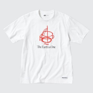 Camiseta Uniqlo Peace For All Ut Estampadas (Tadao Ando) Mujer Blancas | 8297JVLPF