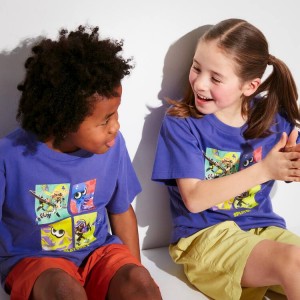 Camiseta Uniqlo Splatoon 3 Ut Estampadas Niños Azules | 5938NDHVF