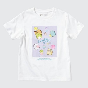 Camiseta Uniqlo Sumikkogurashi Ut Estampadas Niños Blancas | 2149PUQVJ