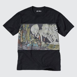 Camiseta Uniqlo Ukiyo-e Archive Ut Estampadas Hombre Negras | 0841EMZRW