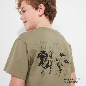 Camiseta Uniqlo Ut Corta Sleeve Dragon Ball Niños Verde | 5342XZQUO