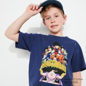 Camiseta Uniqlo Ut Corta Sleeve Dragon Ball Niños Azules | 4620PKGWJ