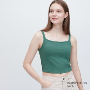 Chaleco Uniqlo Airism Algodon Cropped Sin Manga Mujer Verde | 1642RQNPL