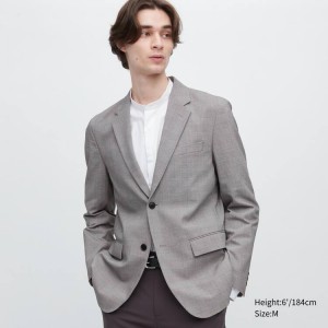 Chaquetas Uniqlo Airsense Ultra Light Glen Checked Hombre Gris | 6389NLVCS