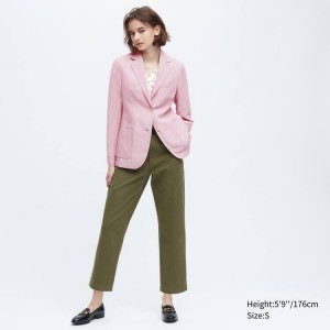 Chaquetas Uniqlo Ines De La Fressange Linen Algodon Blend Mujer Rosas | 1246BFQDA