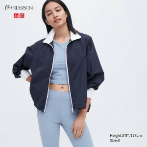 Chaquetas Uniqlo Jw Anderson Acanalado Casuales Mujer Azul Marino | 1649WXMRB