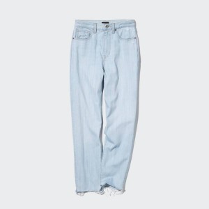 Jeans Uniqlo Peg High Rise Distressed Mujer Azules | 6598HQSWZ