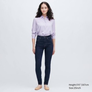 Jeans Uniqlo Ultra Stretch High Rise Flaco Fit Mujer Azul Marino | 2483FXVDO