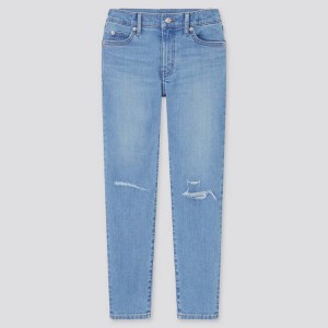 Jeans Uniqlo Ultra Stretch Slim Fit Distressed (2021 Season) Niños Azules | 6845DFZMR