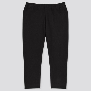 Leggins Uniqlo Algodon Acanalado (2021 Season) Bebe Negras | 2798QLFWP