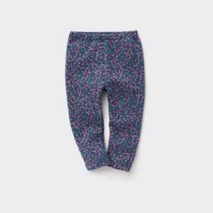 Leggins Uniqlo Fleece Berry Print Bebe Azules | 0879EIDBM