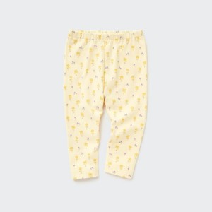 Leggins Uniqlo Flower Print Bebe Amarillo | 3927ZPXOC