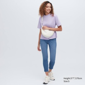 Leggins Uniqlo Ultra Stretch High Rise Cropped Mujer Azules | 7241EPHKU