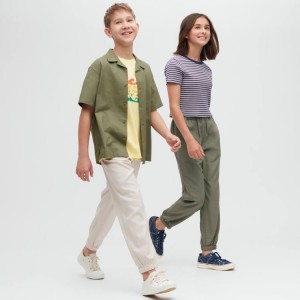 Pantalones Jogger Uniqlo Linen Blend Relaxed Fit Niños Beige | 3684IPBNS