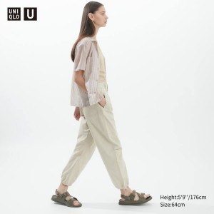 Pantalones Jogger Uniqlo U Plisado Mujer Beige | 5269UFRDO