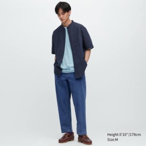 Pantalones Uniqlo Algodon Denim Relaxed Fit Ankle Length Hombre Azules | 1428VSXQO