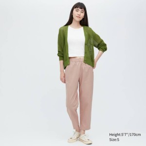 Pantalones Uniqlo Algodon Relaxed Fit Ankle Length Mujer Rosas | 6182MLGBJ