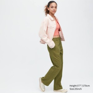 Pantalones Uniqlo Anchos Leg Baker Mujer Verde Oliva | 9243BVPWD