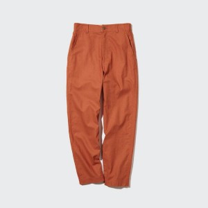 Pantalones Uniqlo Linen Algodon Blend Tapered Mujer Naranjas | 7213AORYE