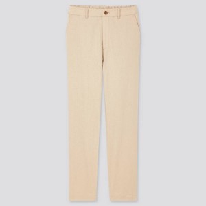 Pantalones Uniqlo Linen Algodon Blend Tapered (2020 Season) Mujer Beige | 6143LUCID